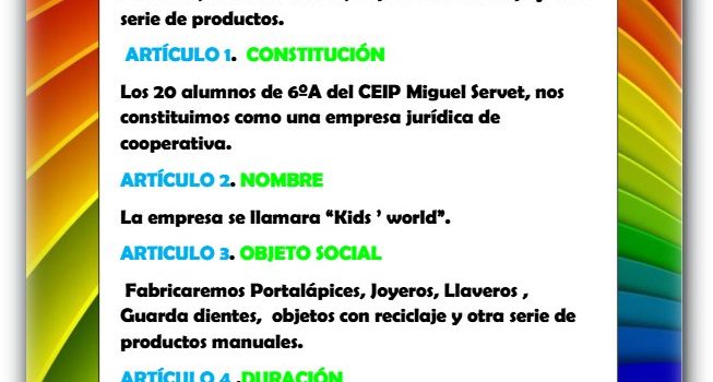 Estatutos de «Kids’ World» (CEIP «Miguel Servet» – Fraga)