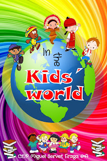 Logo de «Kids’ world» (CEIP «Miguel Servet», de Fraga – Huesca)