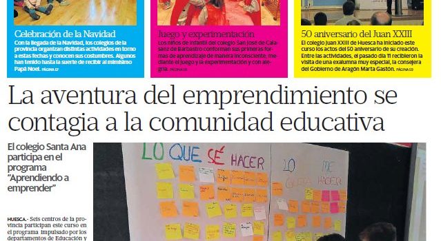 El colegio «Santa Ana», de Huesca, en el Diario del Alto Aragón. El colegio «Santa Ana», de Huesca, en el Diario del Alto Aragón.