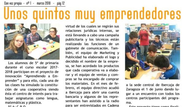 Unos quintos muy emprendedores (CEIP «Catalina de Aragón», de Zaragoza) Unos quintos muy emprendedores (CEIP «Catalina de Aragón», de Zaragoza)
