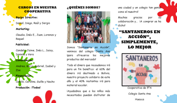 Folleto del mercadillo (Colegio «Santa Ana», de Huesca)