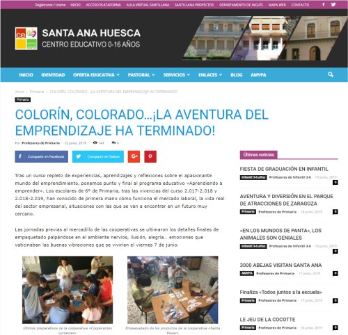 Colorín, colorado, ¡la aventura del emprendizaje ha terminado! (Colegio «Santa Ana», de Huesca)