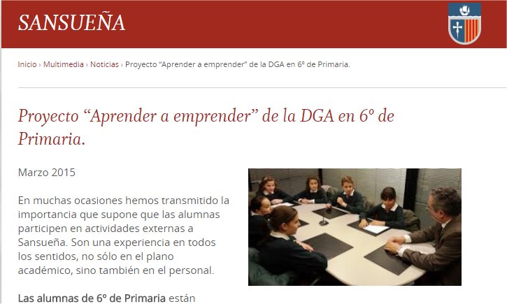 “Aprendiendo a emprender” de la DGA en 6º de Primaria. (Colegio «Sansueña»)